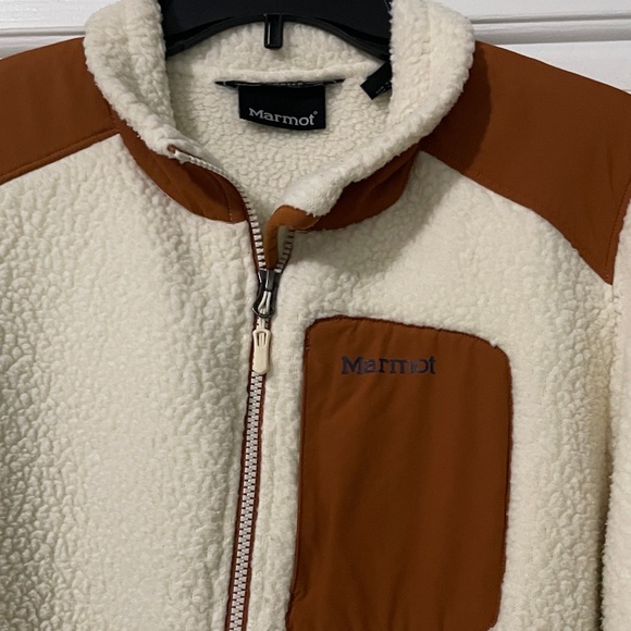 Marmot Polartec  White and Tan Fleece Jacket Sz XL EUC - Picture 2 of 14